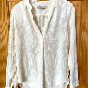 Split-neck jacquard style blouse
